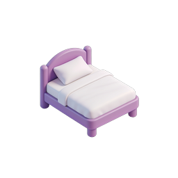 Purple Bed 3D Icon - Modern Furniture Design Element