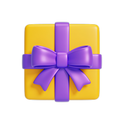 Purple Bow Gift Box 3D Icon - Reward & Celebration