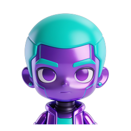 Purple Boy 3D Avatar Icon with Teal Hair
