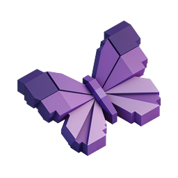 Purple 3D Butterfly Icon - Geometric Low-Poly Design
