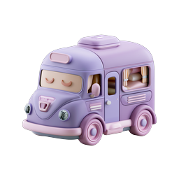 Cute Purple Camper Van Icon | 3D Kawaii Transport Design