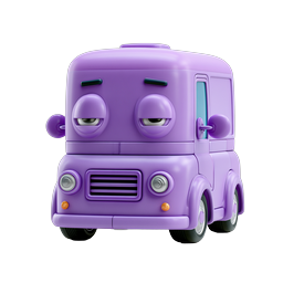Purple Cartoon Van Icon - Cute 3D Clay Style Vehicle