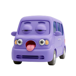 Purple Cartoon Van Character Icon - Cute 3D Clay Style
