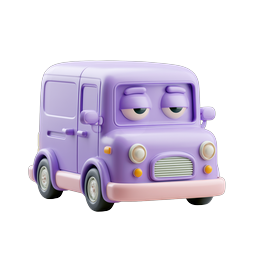 Purple Cartoon Van Character - 3D Clay Style Icon