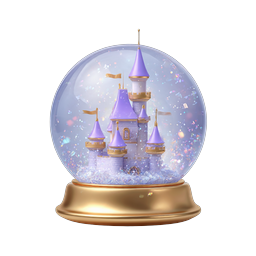 Purple Castle Snow Globe - Magical 3D Icon