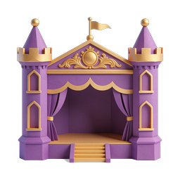 Icona di castello delle fiabe palcoscenico viola e oro