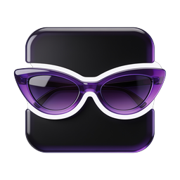 Purple Cat-Eye Sunglasses 3D Icon with Sunglasses Case