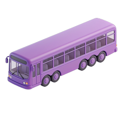 Purple City Bus 3D Isometric Transport Icon