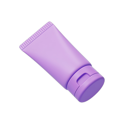 Purple Cream Tube 3D Clay Icon for Skincare Apps