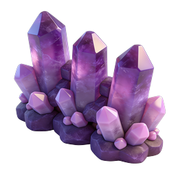 Purple Amethyst Crystal Cluster 3D Icon
