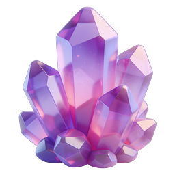 Purple Crystal Cluster 3D Icon | Fantasy Gemstone
