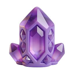 Purple Crystal Cluster Icon - 3D Amethyst Gemstone