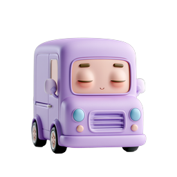 ไอคอน 3D รถส่งของสีม่วงสุดน่ารัก - สไตล์ดินปั้น