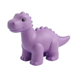 Purple Clay Dinosaur Toy Icon - Cute 3D Render