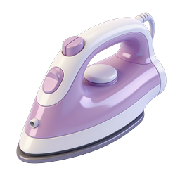 Purple Electric Clothes Iron 3D Icon for Laundry Apps
