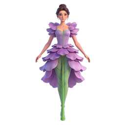Purple Flower Fairy - Enchanting Botanical 3D Character