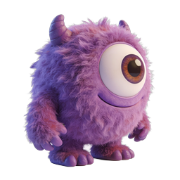 Purple Furry Monster - Adorable One-Eyed Creature Icon