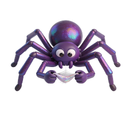 Cute Purple Galaxy Spider 3D Icon - Cosmic Arachnid