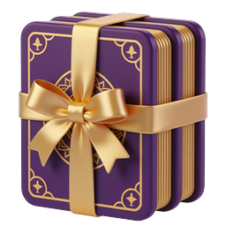 Icona di libri regalo viola con nastro dorato