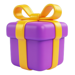 Purple Gift Box Icon with Golden Ribbon | Premium 3D Render