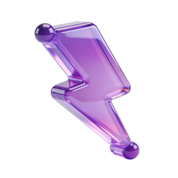 Purple Glass Lightning Bolt 3D Icon