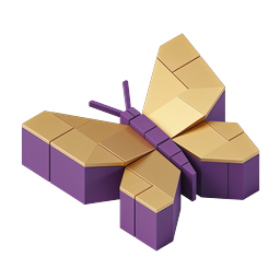 Purple Gold Butterfly 3D Isometric Icon