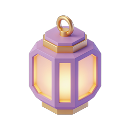 Purple Golden Lantern 3D Icon for Festive Design