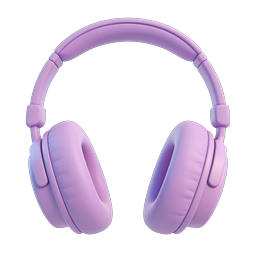 Purple Headphones Icon - 3D Audio Equipment Graphic