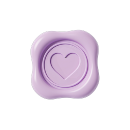 Purple Heart Wax Seal Icon - 3D Glossy Love Symbol
