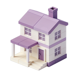 Изометрическая иконка фиолетового дома | 3D графика недвижимости