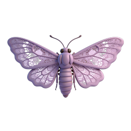 Purple Lace Butterfly 3D Icon - Elegant Nature Design