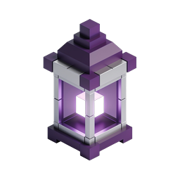 Purple Lantern 3D Isometric Icon with Glowing Core