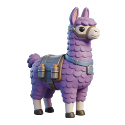 Icône 3D lama violet avec sac d'aventure