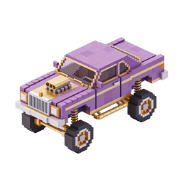Purple Lowrider Voxel Car Icon - 3D Isometric Style