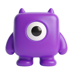 Purple Monster Mascot Icon - Cute 3D Cyclops Character