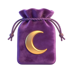 Purple Moon Pouch Icon | Mystical Drawstring Bag 3D