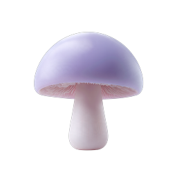ไอคอน 3D เห็ดสีม่วง - ภาพประกอบธรรมชาติที่สมจริง