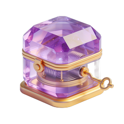 Luxury Purple Crystal Music Box Icon - 3D Render