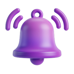 Purple 3D Notification Bell Icon | Alert Symbol