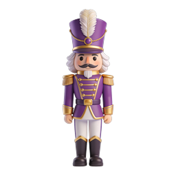 Purple Nutcracker 3D Icon - Festive Holiday Character