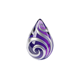 Purple Ornate Droplet 3D Icon with Silver Chrome Swirls