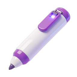 Purple 3D Pen Icon | Realistic Writing Tool Design