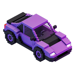 Purple Pixel Race Car Isometric Icon - Voxel Style