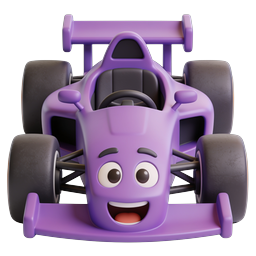 Purple Race Car Cartoon Icon - 3D Racing Vehicle