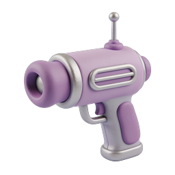 Icona pistola a raggi viola 3D | blaster sci-fi stile clay