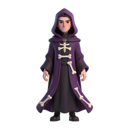 Purple Robed Wizard Character 3D Icon for Fantasy Games