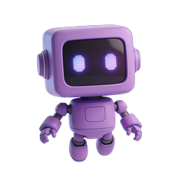 Purple Robot AI Character Icon - Cute 3D Tech
