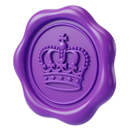 Purple Royal Crown Wax Seal Icon - 3D Royalty Emblem
