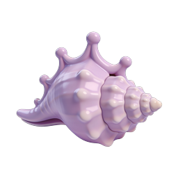 Purple Seashell Icon - Glossy 3D Clay Style Shell