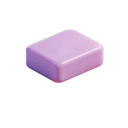 Purple Soap Bar on Wooden Dish - 3D Icon